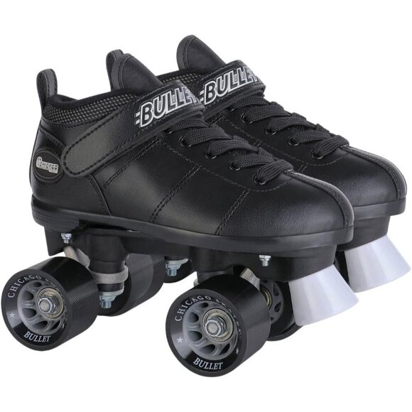 Bullet Black Speed Quad Roller Skates Durable Top Performance Indoor Youth Shoes